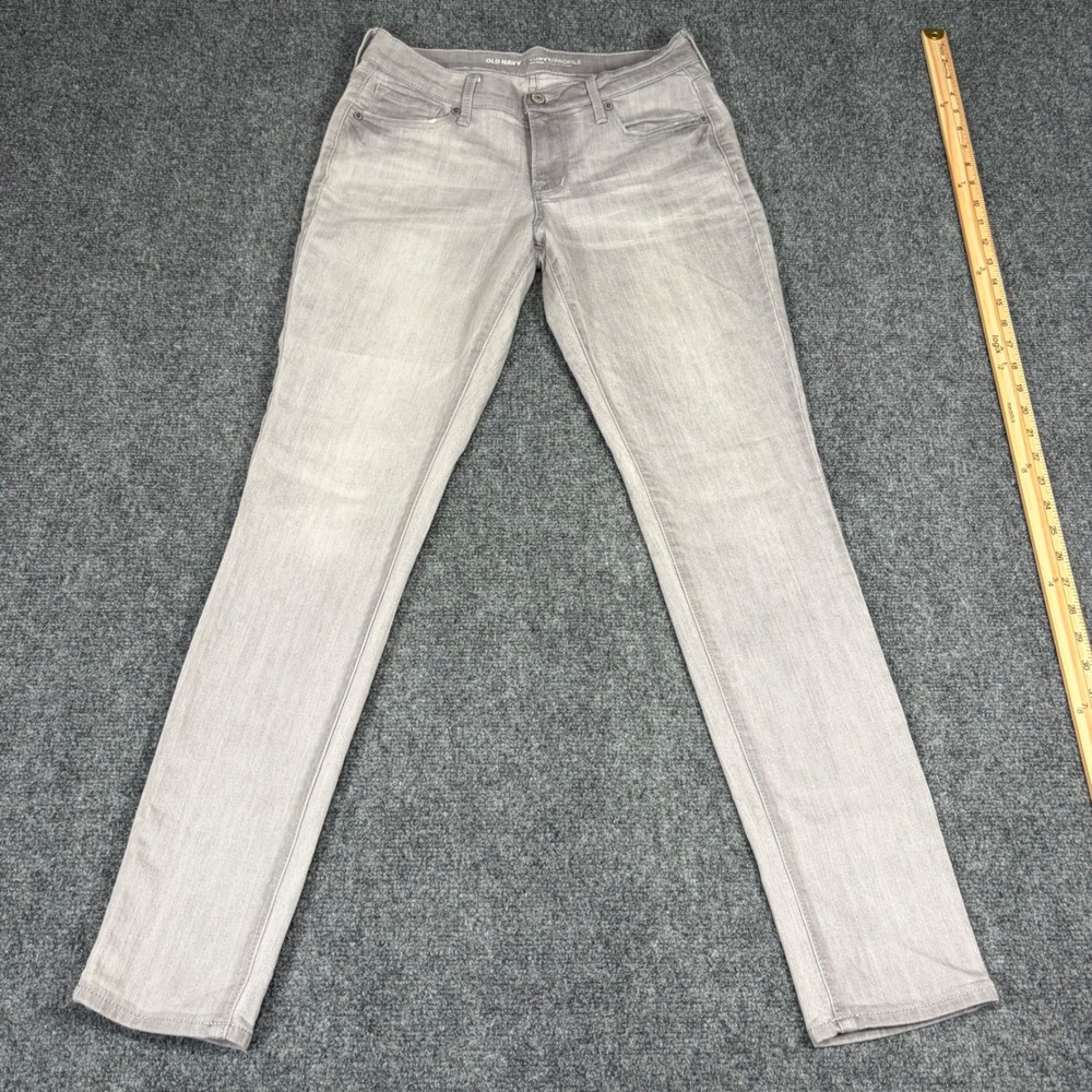 Old Navy Curvy Profile Mid-Rise Jeans Light Gray Denim Womens 4 Regular Standard